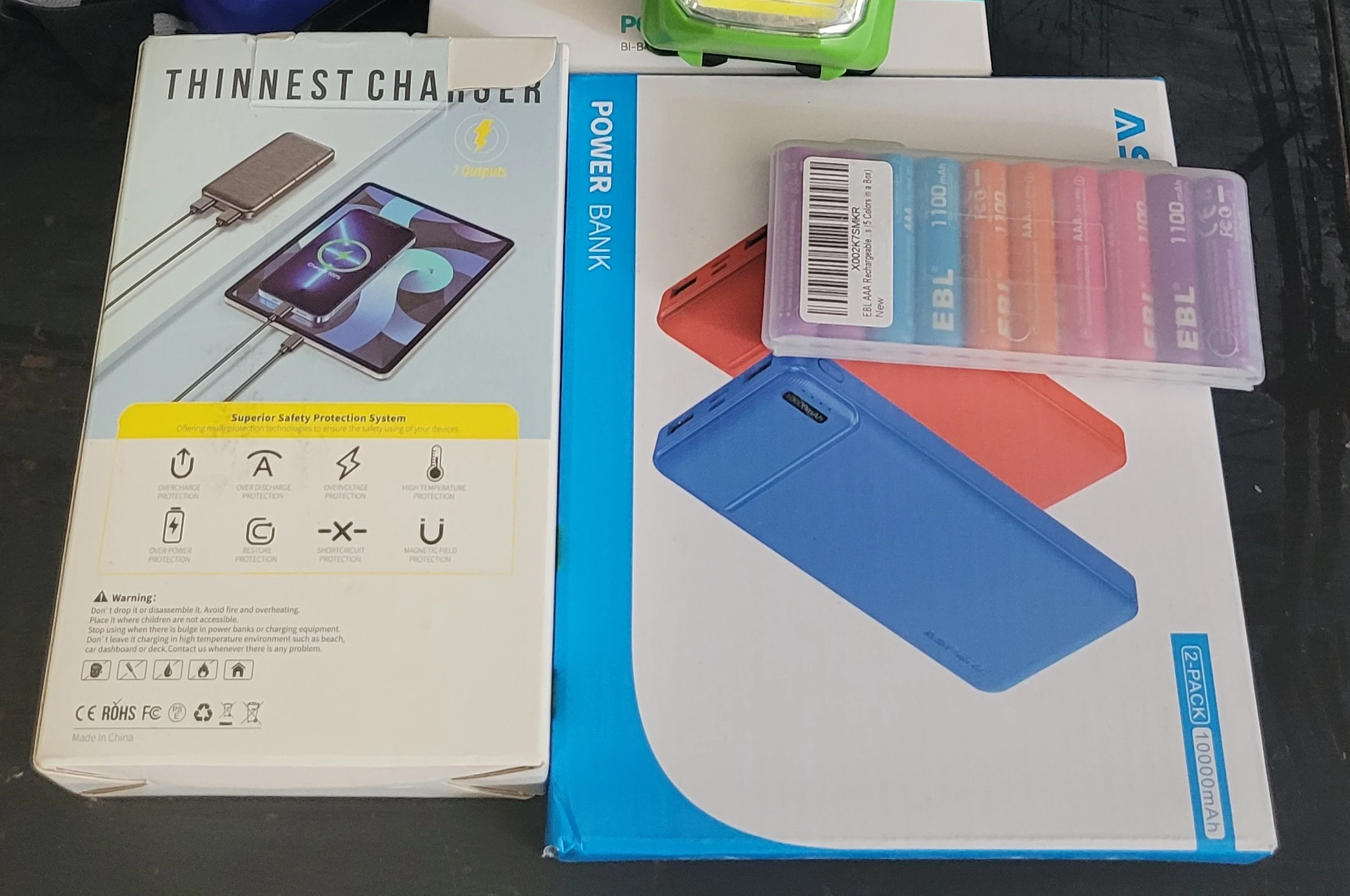 AAA batteries, headlamps and USB power banks